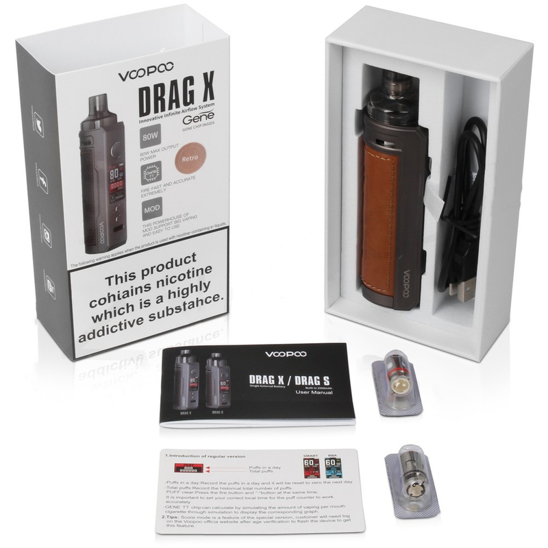 Voopoo Drag X 18650 Mod E Sigara Başlangıç ​​Kitleri 4.5ml Vinci Bobini Tekli 18650 Pil 80w